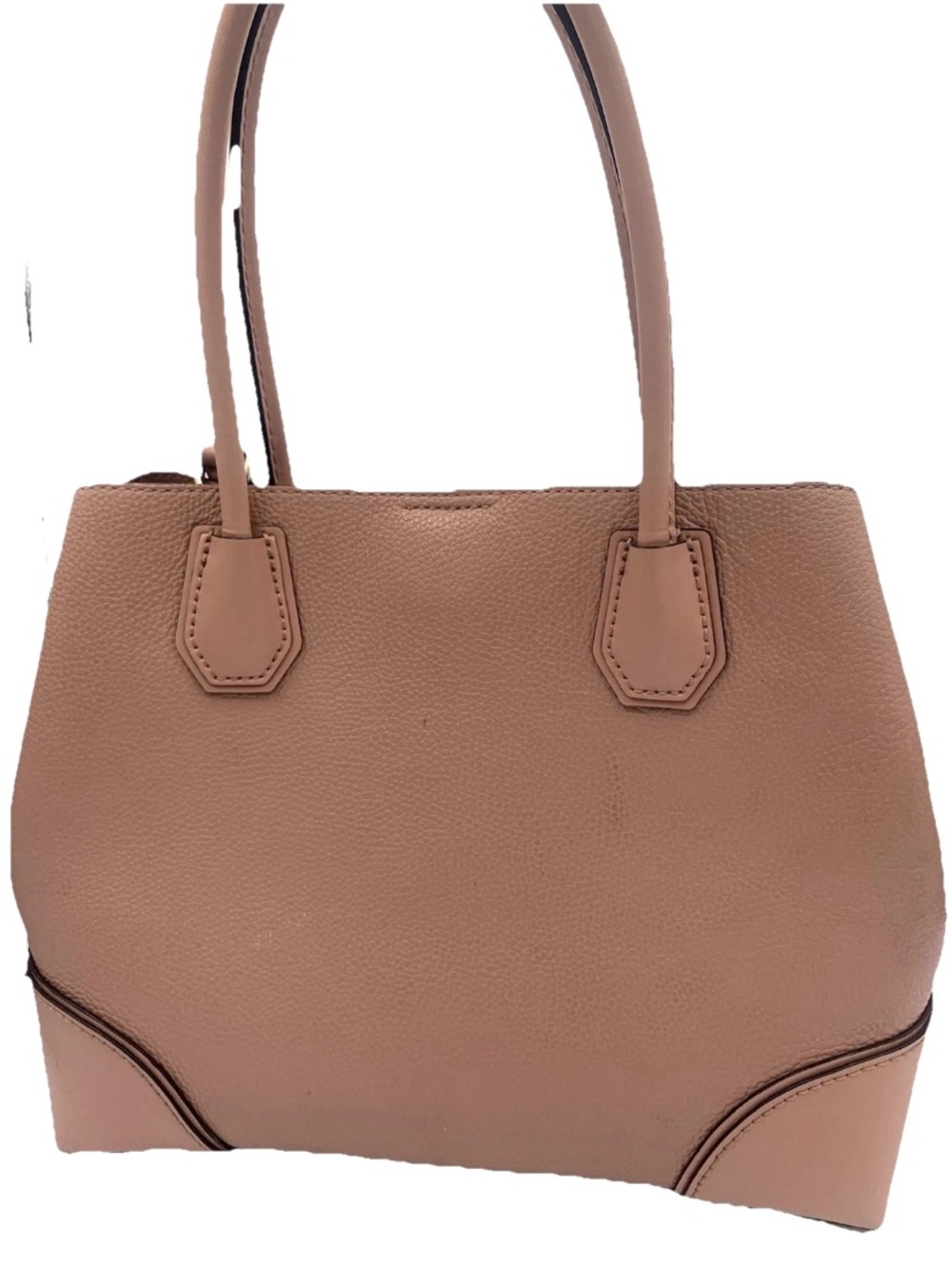 Michael Kors Deep Pink Mercer Medium Pebble Leather Gold Lock Detail Handbag - Picture 3 of 14